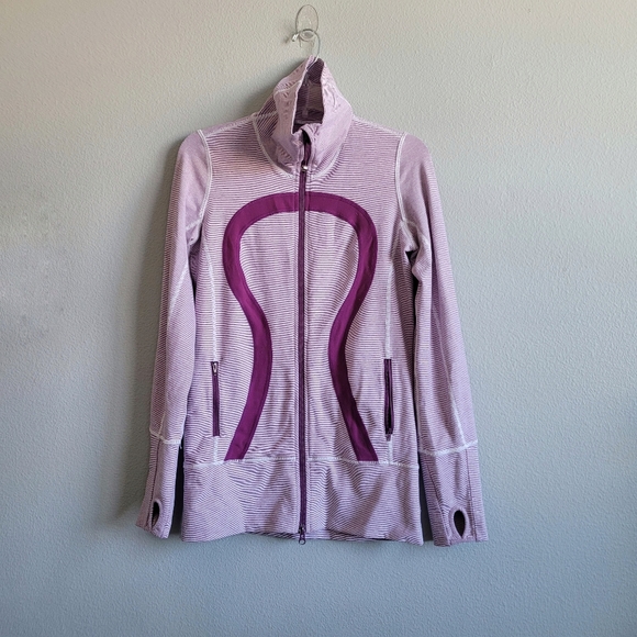Lululemon Dewberry/Purple Microstripe In Stride  track jacket size 6 - Picture 1 of 5